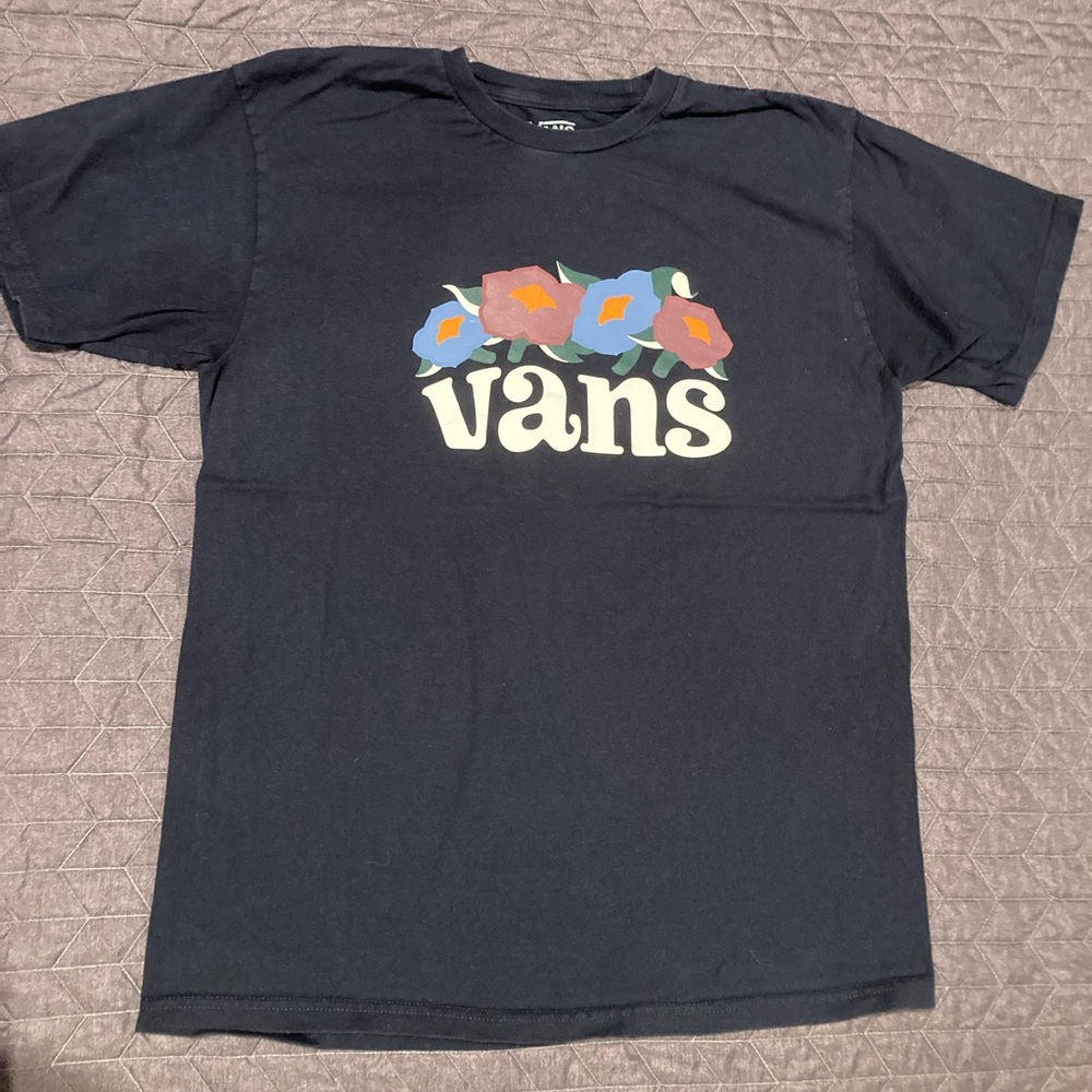 Vans Navy Blue Short Sleeve Floral Logo Tee